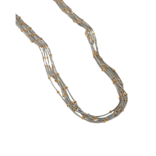 Collar Bicolor Perlas Doradas