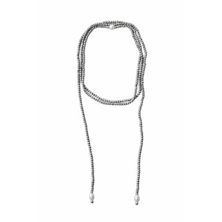 Collar Lazo Plateado con Perlas