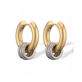 Aretes Bicolor Aritos Plateados