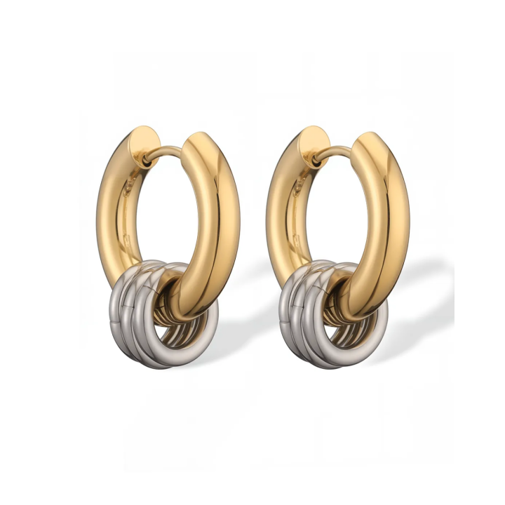 Aretes Bicolor Aritos Plateados