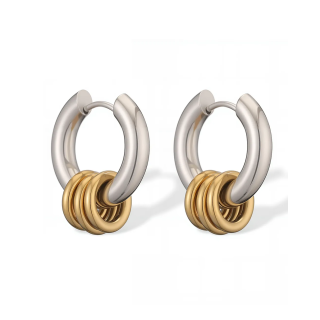 Aretes Bicolor Aritos Dorados