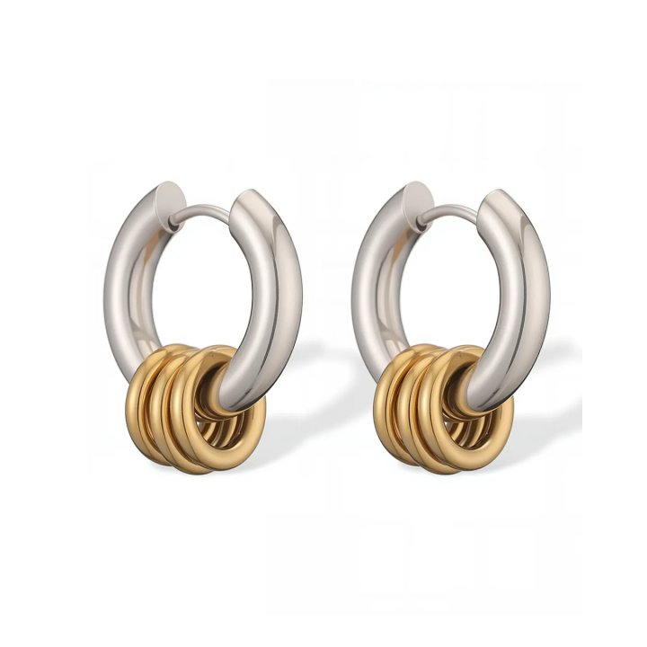 Aretes Bicolor Aritos Dorados