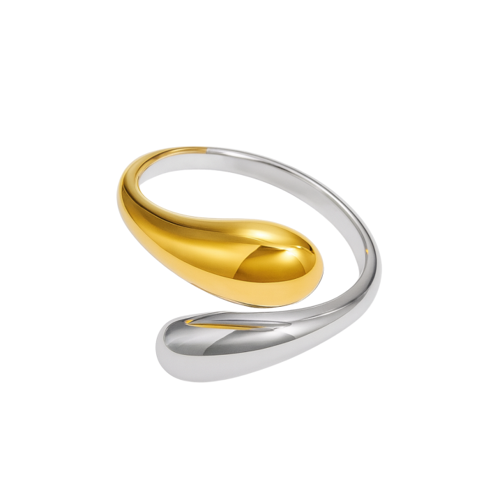 Anillo Gotas Abstractas Bicolor