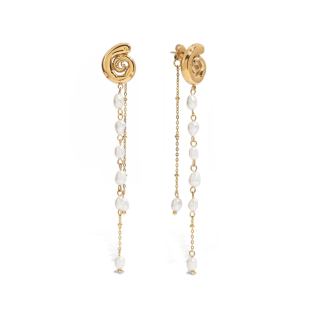 Aretes Espiral Perlas Colgantes