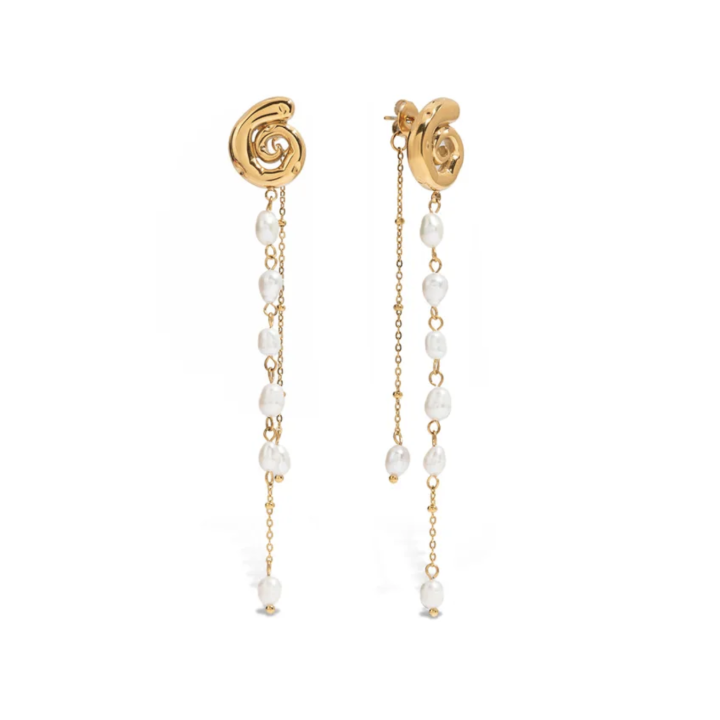 Aretes Espiral Perlas Colgantes